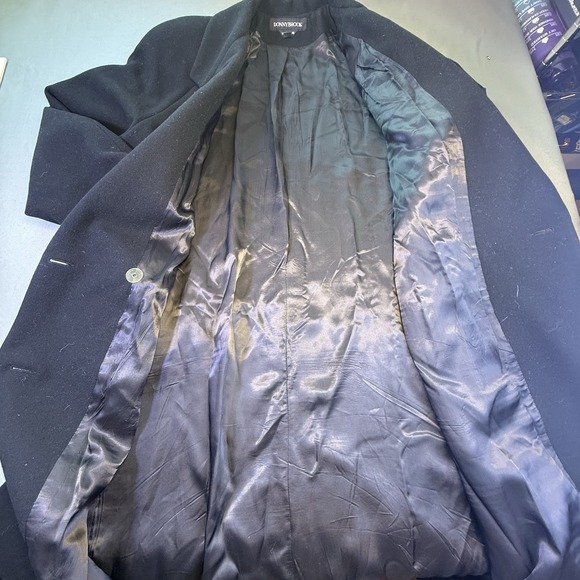 Donny Brook Black Wool Double Breasted Lined Trench Coat Womens 12P - Picture 6 of 12